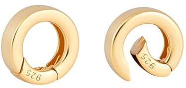 PH PandaHall 2 anillos de plata de ley 925 con cierre de resorte dorado, cierre redondo de 10 mm, cierre corto para colgantes, pulseras, tobilleras, bisutería