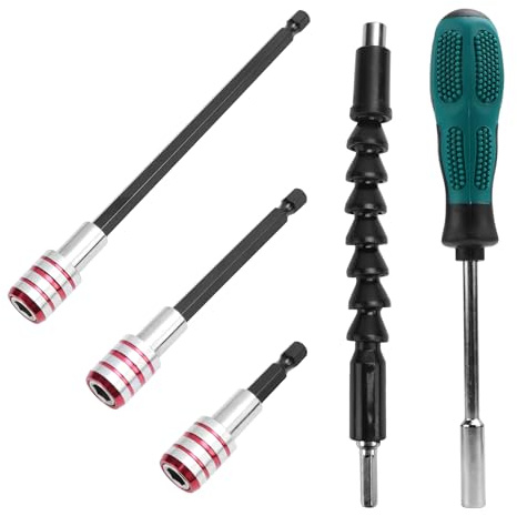 Rierousy Juego de destornilladores de cambio rápido, soporte de puntas flexible, mango flexible, soporte de puntas magnético de cambio rápido, destornillador hexagonal exterior