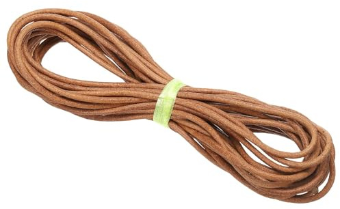 PATIKIL Cordino in Pelle Intrecciata Rotonda, 4mm Cordoncino in Pelle Piatto Piegata Corda di Cuoio per Artigianato, Creazione Gioielli, Collane, Bracciali, Marrone(11ft)