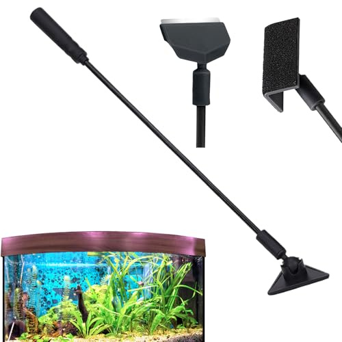 Aquarium-Algenschaber – Glasreiniger für Aquarien, Werkzeug mit austauschbaren Köpfen, langer Griff, Bürstenreiniger, Zubehör für Süßwasser, Salzwasser, Innenbereich, Riff und Außenbereich