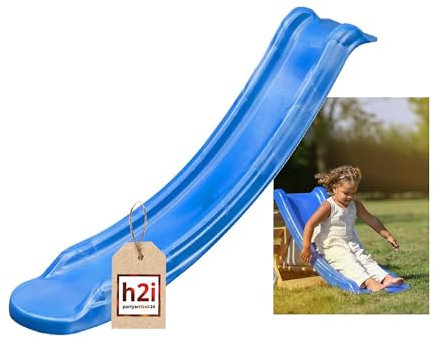 h2i Kinder Rutsche | Kinderrutsche für Garten | Anbaurutsche Outdoor | Gartenrutsche für Spielturm & Klettergerüst | stabile & wetterfeste Rutsche | Blau