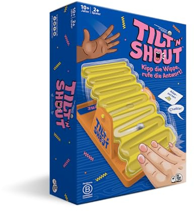 Big Potato Tilt n Shout - Das schnelle Wippen Familienspiel mit 150 Kategorien und Interaktiver Murmel-Wippe, Perfekt für Spieleabende, Kinder und Erwachsene.
