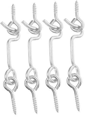 FIXOSHEE 4 juegos Pestillos de Gancho y Ojo al de Pestillo de Seguridad para Puertas de Cabina y Ventanas Resistente y Fácil de Instalar para Puertas Correderas Interiores Jardín