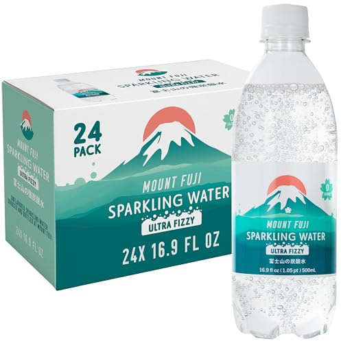 IRIS Sparkling Water Bottles, 16.9 fl oz, 24-Pack, Strong Carbonation from Mount Fuji Spring, Refreshing Japanese Natural Mineral Seltzer Carbonated Soda Water, Product of Japan