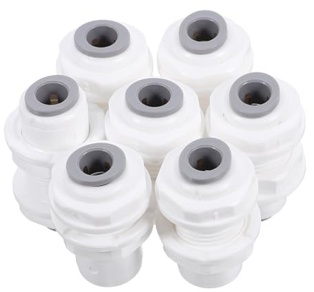 12 Stück Schnellkupplungs Fitting 1/4 Zoll Kunststoff Weiß für Wasserrohr | Durchführungsverbinder für Umkehrosmoseanlagen, Push To Connect Design, Schnelle Montage