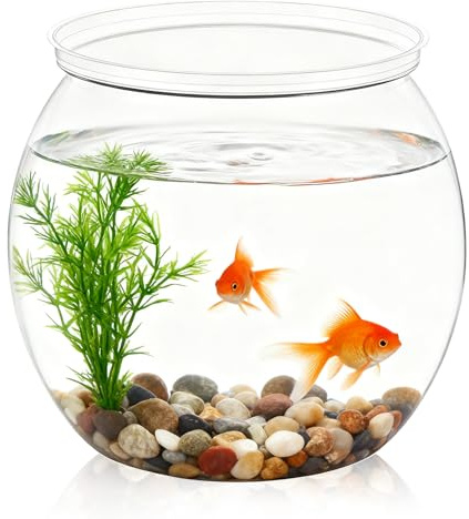 Mini Plastic Fish Bowl, 27 Oz Decorative Small Fishbowl, Round Plastic Fish Tank, Unbreakable Aquarium Fish-Bowls for Party Decorations, Centerpiece Vases, Hydroponic Planter and Home Decorations