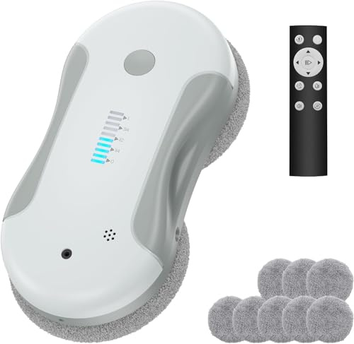 Fensterputzroboter, Fensterreiniger Roboter Elektrisch mit 80ml Doppel-Wassersprühsystem, 5800 Pa Saugleistung, Fensterroboter mit Mehrsprachen-Umschaltung Geeignet für Innen- und Außenfenster (YW163)