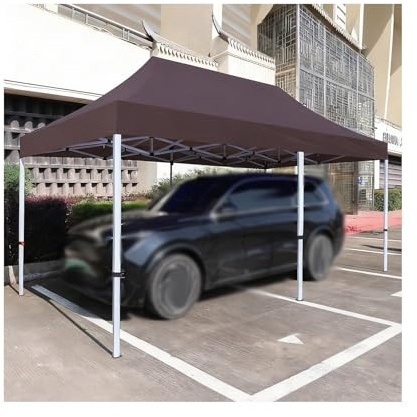 Abri De Voiture Extérieur Robuste Et Résistant Aux Intempéries avec Structure Métallique pour Le Stationnement De Voitures, Tracteurs, Camping-Cars Et SUV(Brown,9.8x19.7x6.5ft)
