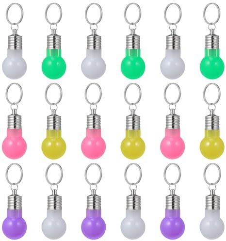 Baluue 21 Llaveros LED Mini Bombillas de Colores Aleatorios, Llaveros Colgantes Pequeños para Decoración, Adornos Luminosos para Mochila, Bolso o Llaves, Paquete de 21 Color Aleatorio