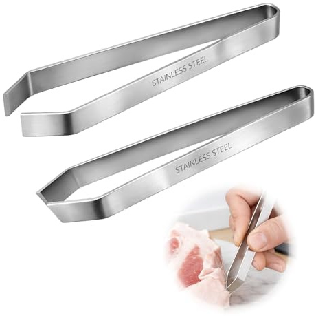 Lot de 2 pinces à arêtes de qualité supérieure en acier inoxydable (11 cm) – Pince à arêtes de précision et pince à arêtes de poisson – Élimine sans effort les arêtes de poisson, les poils de poulet