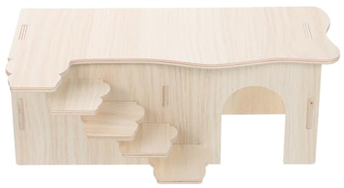 CVUTOVO Holz Hamsterversteckhaus mit Rampe Mehrstöckiges Meerschweinchenhaus für Sicheren Rückzugsort und Komfortable Entspannung im Kleintierkäfig
