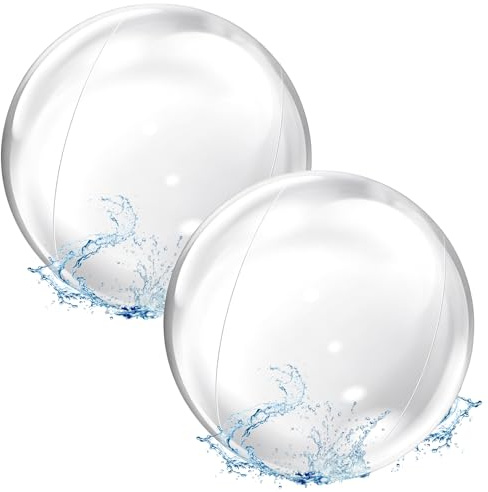 YULONGWU Pelota de Playa Inflable, 2 Piezas Pelota Hinchable Piscina, Pelota Piscina Hinchable, Transparente Pelotas de Playa Hinchable, Pelota Transparente Inflable para Playas