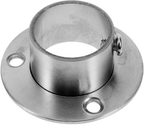 LIFKICH Edelstahl Stangenhalterung Rund 22mm mit Flansch Verschleißfest und Einfach zu Montieren für Kleiderschrank und Gardinenstangen in Modernem Design