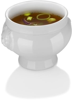 HENDI Bol, tasse, avec tête de lion, pour petit-déjeuner, soupes, céréales, desserts, fruits, convient au lave-vaisselle et micro-ondes, 1L, ø175x(H) 120mm, léger, porcelaine blanche