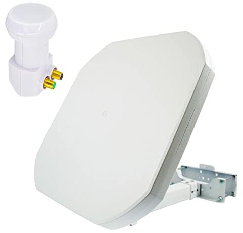 Premium X FLAT43 Sat Flachantenne mit Twin LNB -Sat-Antenne Satelliten-Anlage für 2 Teilnehmer 4K UHD FullHD, Satellitenschüssel