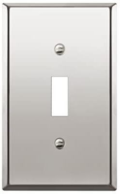 ENERLITES Placa de pared de metal para interruptor de luz de palanca, acero inoxidable, resistente a la corrosión, tamaño estándar de 1 banda, 4.5 x 2.75 pulgadas, certificación UL, 7711-PC, cromo