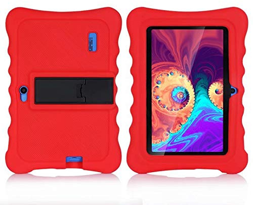 AKNICI 7 Zoll Stand Silikon Hülle für Haehne 7 Zoll/JEJA 7 Zoll/LAMZIEN 7 Zoll/Dragon Touch Y88X Pro/G-Anica Tablette 7 Zoll/Yuntab 7 Zoll Q88/JINYJIA 7 Zoll/ZONKO 7 Zoll,Tasche Schutzhülle, Rot