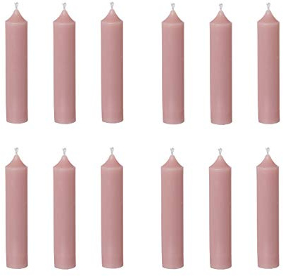IB Laursen 12x Stabkerzen in Rosa Malva 11 cm - Kerzen aus Paraffin - Leuchterkerzen Spitzkerzen für Kerzenstände Wachskerzen
