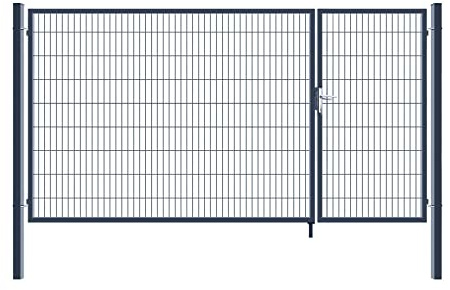 Home Deluxe - Doppelflügel Gartentor ADITUS - Anthrazit, 180 x 350 cm - inkl. Griff, Schloss, Schlüsseln und Bodenverriegelung I Gartenpforte Einfahrtstor Hoftür