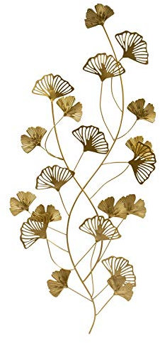 Moderna decorazione da parete con foglie dorate, 35 x 75 cm