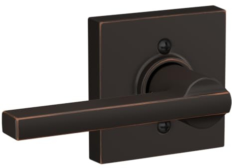 Schlage F170 LAT 716 COL Latitude Lever with Collins Trim Non-Turning Dummy Door Handle, Aged Bronze
