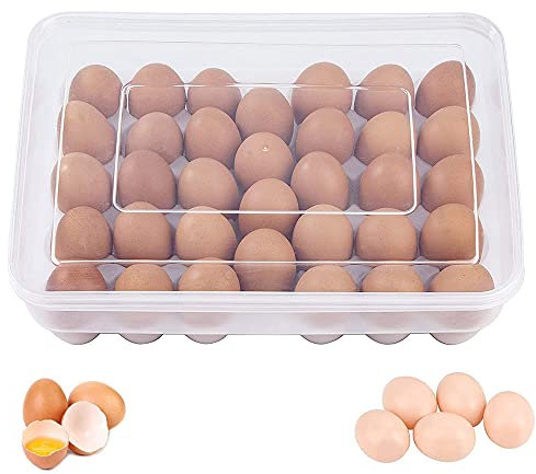 Zefeng Scatola per uova, uova contenitore, scatola impilabile, in plastica, con coperchio, coperchio per 34 cucina campeggio picnica, stoccaggio alimentare, (V094-egg storage box)