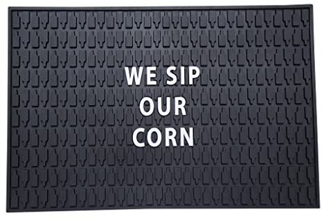 Barrel Down South Bar Mat – We Sip Our Corn Rubber Bar Mat – Spill-Proof Bar Mats for Countertop – Fun Bourbon Barrel Serving Bar Mat – Ideal for Bars, Pubs, Home Bars – 12 x 18-inch