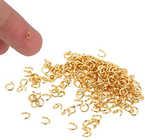 200 Stück Biegeringe Mehrzweck Edelstahl Gold Offener Biegering DIY Schmuck Verbindungsschnallenreifen für Schlüsselanhänger Schmuckherstellung
