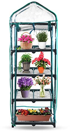 TradeXone mini greenhouse 4 Tier non-breakable zip easy to move around with Transparent Plastic PVC Cover small greenhouse simple to assemble perfect balance and extremely sustainable in wind