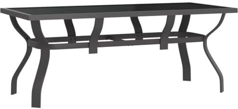 vidaXL Gartentisch Terrassentisch Tisch Esstisch Balkontisch Partytisch Glastisch Garten Gartenmöbel Grau Schwarz 180x80x70cm Stahl Glas