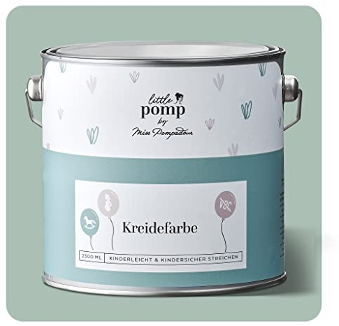 MissPompadour Wandfarbe Kinderzimmer Grün & Sanft 2,5L mit hoher Deckkraft - geruchsneutrale, spritzfreie Kreidefarbe - atmungsaktiv, wasserbasiert, VOC-frei - LittlePomp