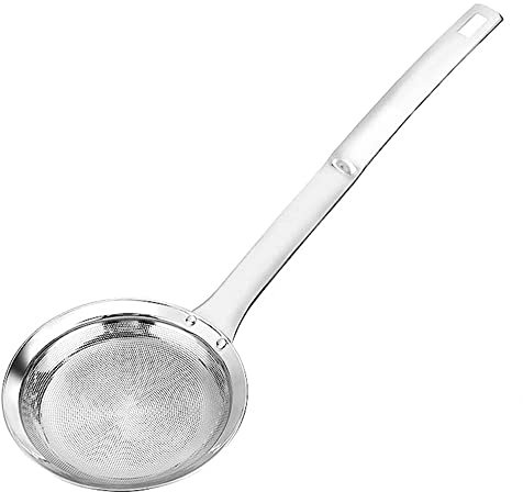 Aiareozy 10cm Schaumkelle Edelstahl, Gittersieb, Schaumlöffel Fein, Frittierkelle, Abseihlöffel, Spinnen Sieb Siebkelle Küche, für Wok Zubehör, Skimming Fett Schaum