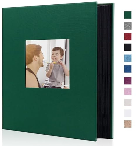 Miaikoe Fotoalbum 6 x 4 400 fickor fickor stor kapacitet album för familj bröllop årsdag linne album rymmer 400 vertikal 10 x 15 cm foton (400 fickor, mörkgrön)