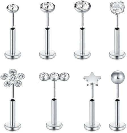 VFUN 16g Acciaio Chirurgico Labret Piercing Labbro 6mm Tragus Helix Cartilage Piercing Labbros Piercing Naso Earrings Piercing Jewelry