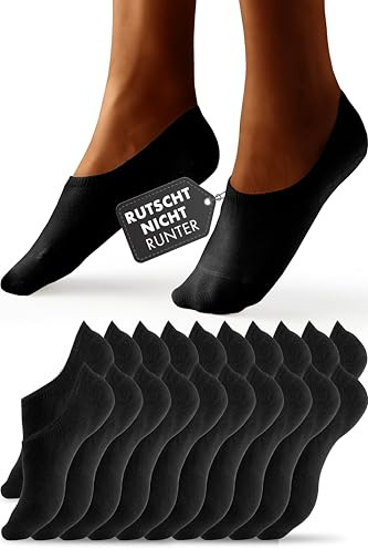 Heldenwerk 10 par ankelstrumpor – osynliga sneakerstrumpor, andas och bekväma – svart, vit, grå
