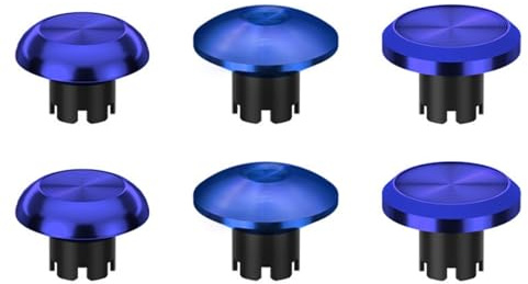 Hzxkqmil Baguettes de Pouce en Métal de Rechange pour Manette PS5 Edge, 6 en 1 Joystick Analogique Thumb Sticks Interchangeable pour PS5 Edge, Bleu