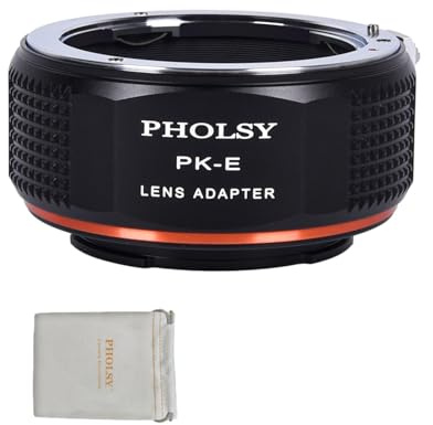 PHOLSY Enfoque Manual Adaptador de Objetivo Compatible con Objetivos Pentax K y Cuerpo de Cámara Sony E (NEX), PK a E