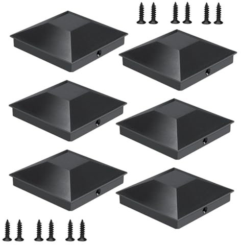 CuiCanfla - Tappi per pali a piramide, 6 tappi per pali di recinzione, tappi per pali per 4 x 4, pali in legno, ponti, recinzioni, corridoi (nero)