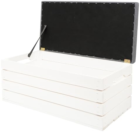 Sektum Ran | Sitztruhe mit stauraum Holz - polsterbank Sitzbox - sitzbank mit stauraum - aufbewahrungsbox mit Deckel - schuhbank mit sitzfläche 80x40x35cm
