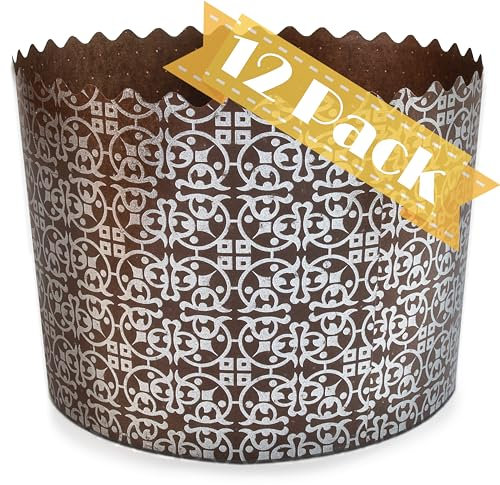 12 oz Easter Bread Paper Molds for Baking 12 Pack - Easter Bread Paper Mold Silver Design - Kulich Paska Panettone Paper Mold