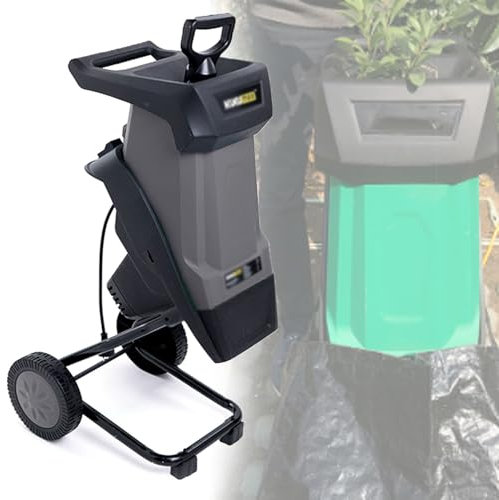 JOSBY Trituradora de Ramas de árbol de 40 mm, trituradora de Madera eléctrica portátil para jardín de 4500 RPM, trituradora de Hojas Multifuncional de 2400 W 110 V/220 V con Bolsa recolectora de 50 l
