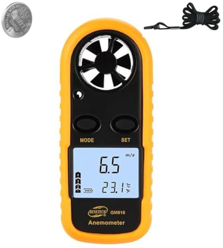 Compteur de Vitesse du Vent, anémomètre Portable avec écran LCD numérique, anémomètre de Poche 5 Types d'unités de Vitesse du Vent, pour météorologie, Planche à Voile, cerf-Volant voiliers Surf pêche