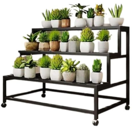Pflanzenständer Blumenhocker Pflanzenständer, mehrere Blumentopfhalter, Regal, Pflanzenständer, 3-stufiger Treppenstil, großes Pflanzenregal aus Metall, Gartenregal, bodenstehende Blumentopf