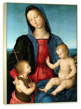 SDYSKKUG Raphael Leinwandbilder. Berühmte Bild Druck auf Leinwand. Madonna. Reproduktion Kunstdruck Poster für Wohnzimmer 100x70cm Champagner Silber Rahmen