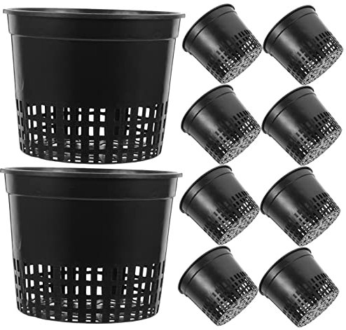 VANZACK Lot de 10 Pots De Culture en Plastique pour Plantes Aquatiques Gobelets De Culture Hydroponiques sans Paniers Trous De Drainage Noirs pour La Maison Et Le Magasin