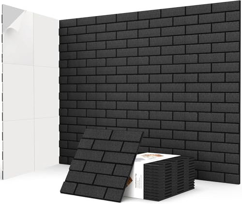 JBER Paquete de 12 paneles acústicos autoadhesivos, paneles a prueba de sonido de ladrillo, paneles de pared acústicos de alta densidad para estudios de grabación, sala de juegos, hogar, oficina, 30 x