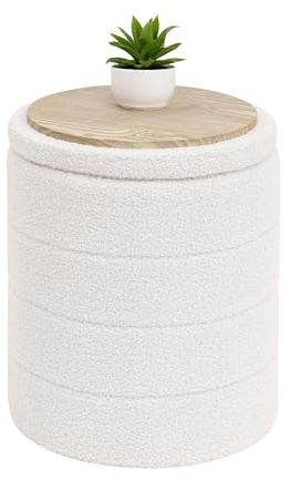 Bonlife Pouf Contenitore, Portaoggetti Piccolo Baule, Poggiapiedi Pieghevole Cubo, Cassapanca, per Ingresso, Soggiorno e Camera da Letto, Bianco, 37x37x45 cm