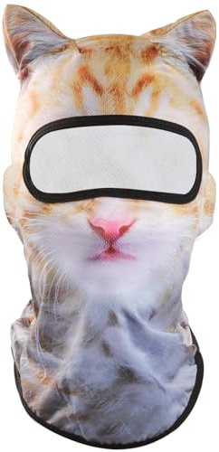 3D Katze Ski Sturmhaube Sheisty Gesichtsmaske mit Ohren Niedliche Katzenmasken Tier Skimaske für Musikfestivals Raves Ski Halloween Party Outdoor Wandern Reiten Aktivitäten Mehrfarbig