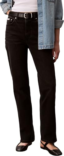 Calvin Klein Donna Jeans Straight Midnight Vita Alta, Nero (Midnight Black), 25W/30L