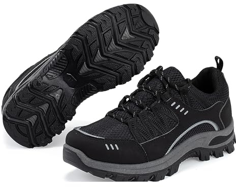 JOMIX Zapatillas Trekking Mujer Ligeras Zapatos de Montaña y Senderismo Transpirables Cómodas y Antideslizantes para Excursiones Paseos y Outdoor WOS20707 Negro 39